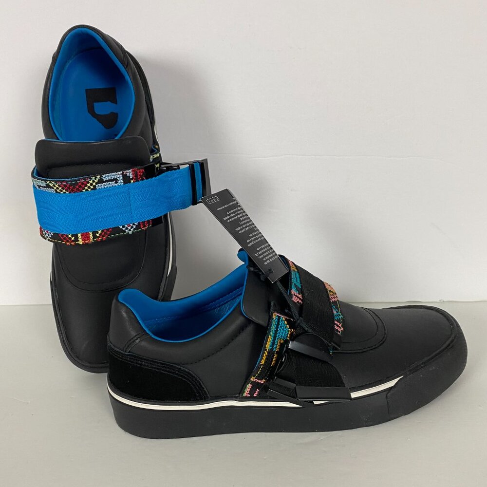 NWT Diesel S-Flip Low Buckle Leather Slip Ons Sneakers Shoes Womens 8.5 Black